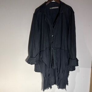 Cynthia Ashby black linen duster